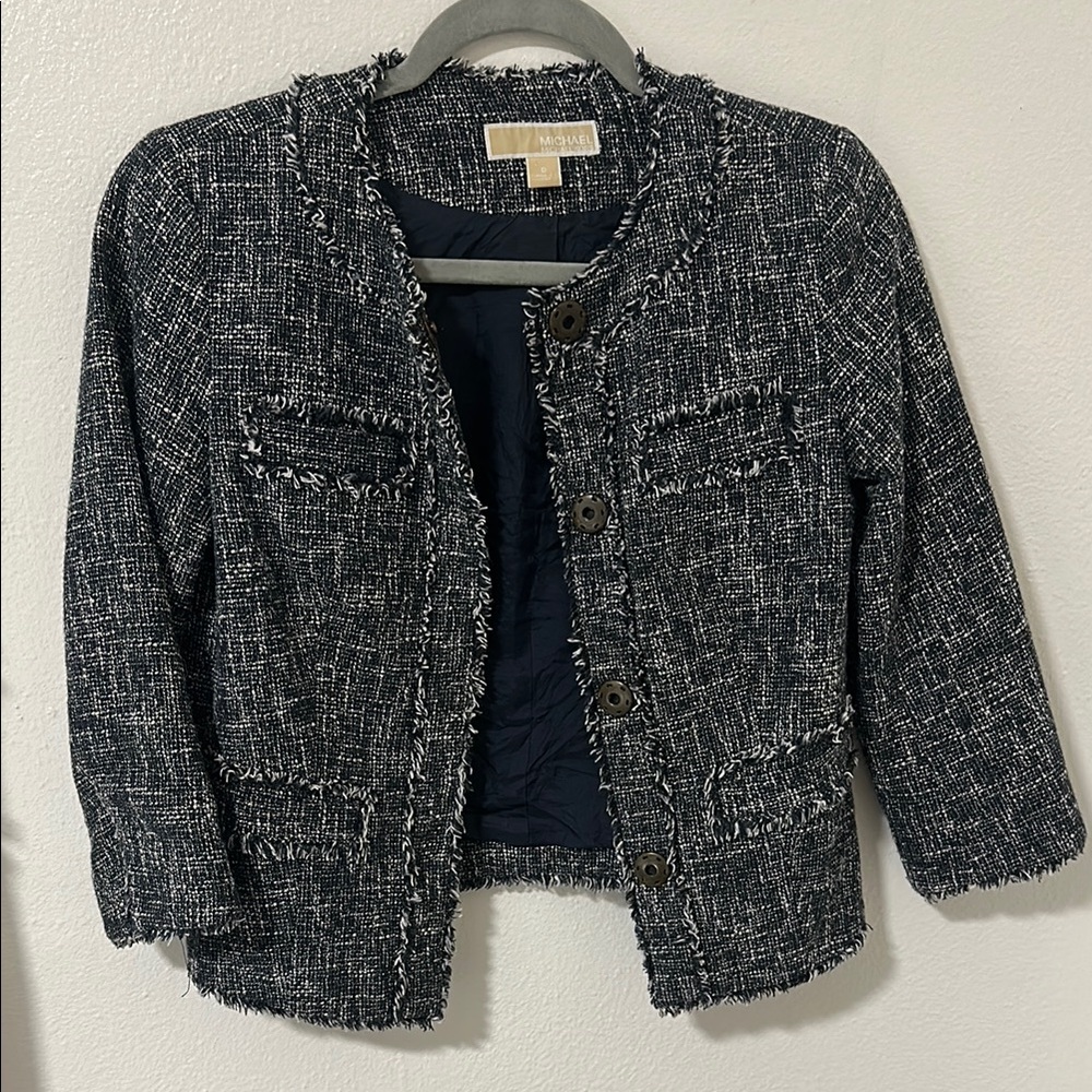 Michael Kors Black Blazer with Textured Design
